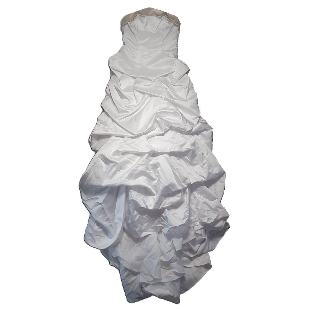 David's Bridal Wedding Dress Size 4 White Champagne Cuff Neckline T9168
